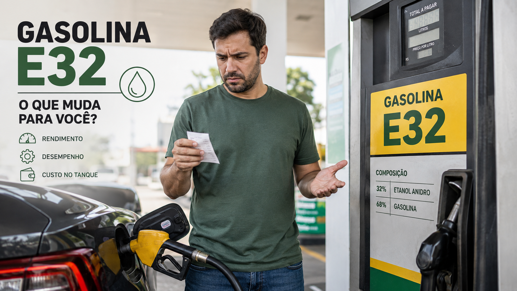 Gasolina mudou: E32 já está nas bombas. O que acontece com seu carro?